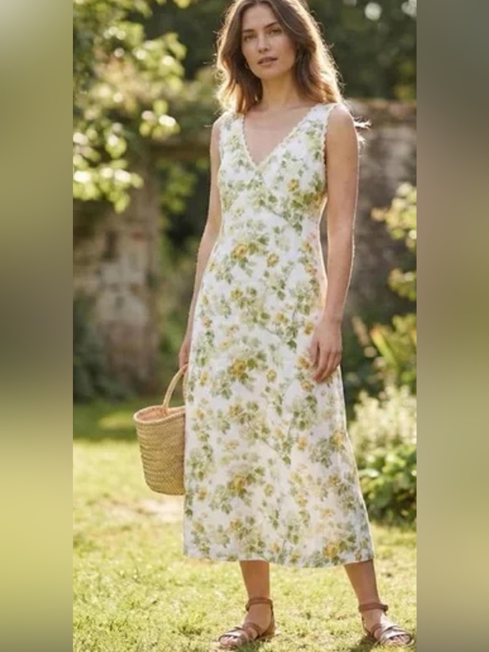 Laura Ashley Linen blend floral midi dress 8
